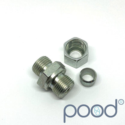 Skru-kobling  G3/8" Han - 10mm Hardline