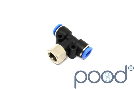 T-Stykke G1/8" Hun - 3/8" Push-In