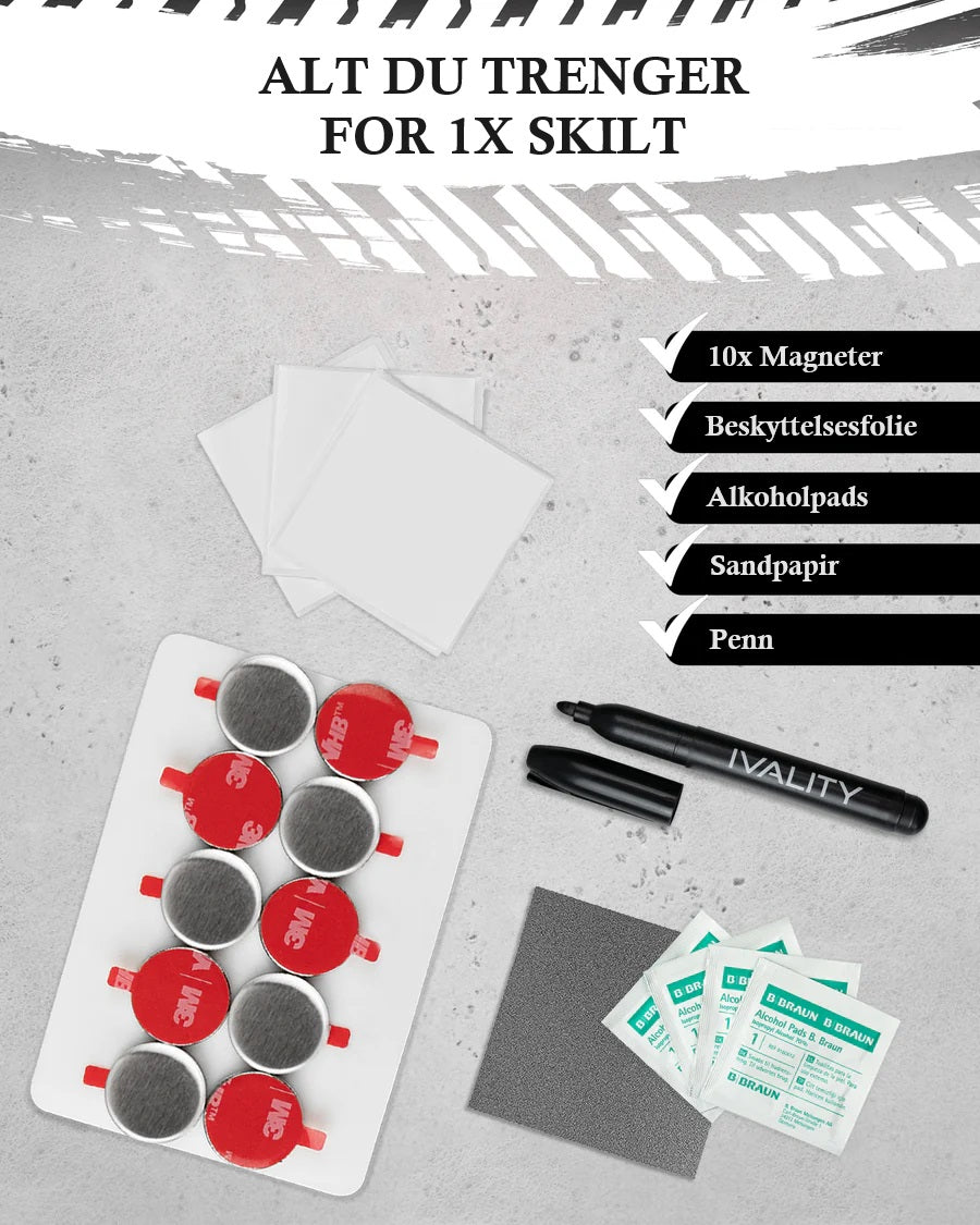 IVALITY - "Usynlig" Oppgradering Alu/3D Extra skilt, For 1 skilt - Bak fangeren