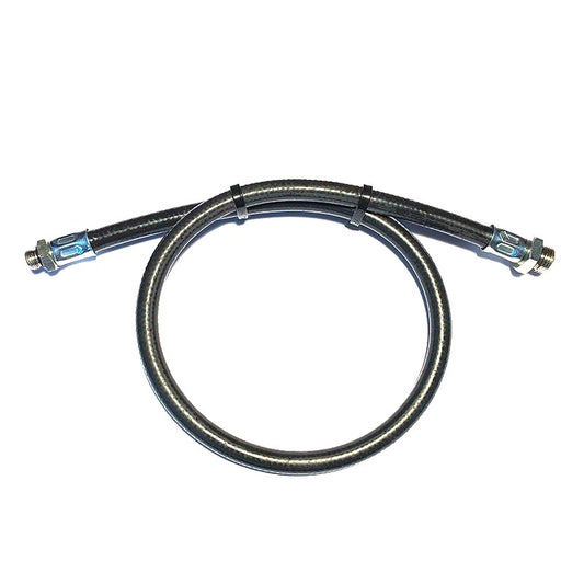 Fleksibel stålomspunnet sort slange for demper/belg - 60cm